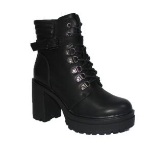 Botines Negros Eco Cuero con Taco Mujer 24-33NG