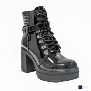 Botines en Charol Negro con Taco Alto Mujer 24-33ANG