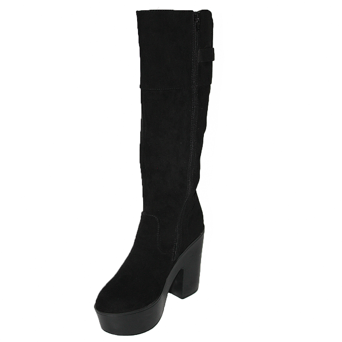 Botas en Gamuza Negra con Taco Medio y Plataforma 2203NG - Imagen 4