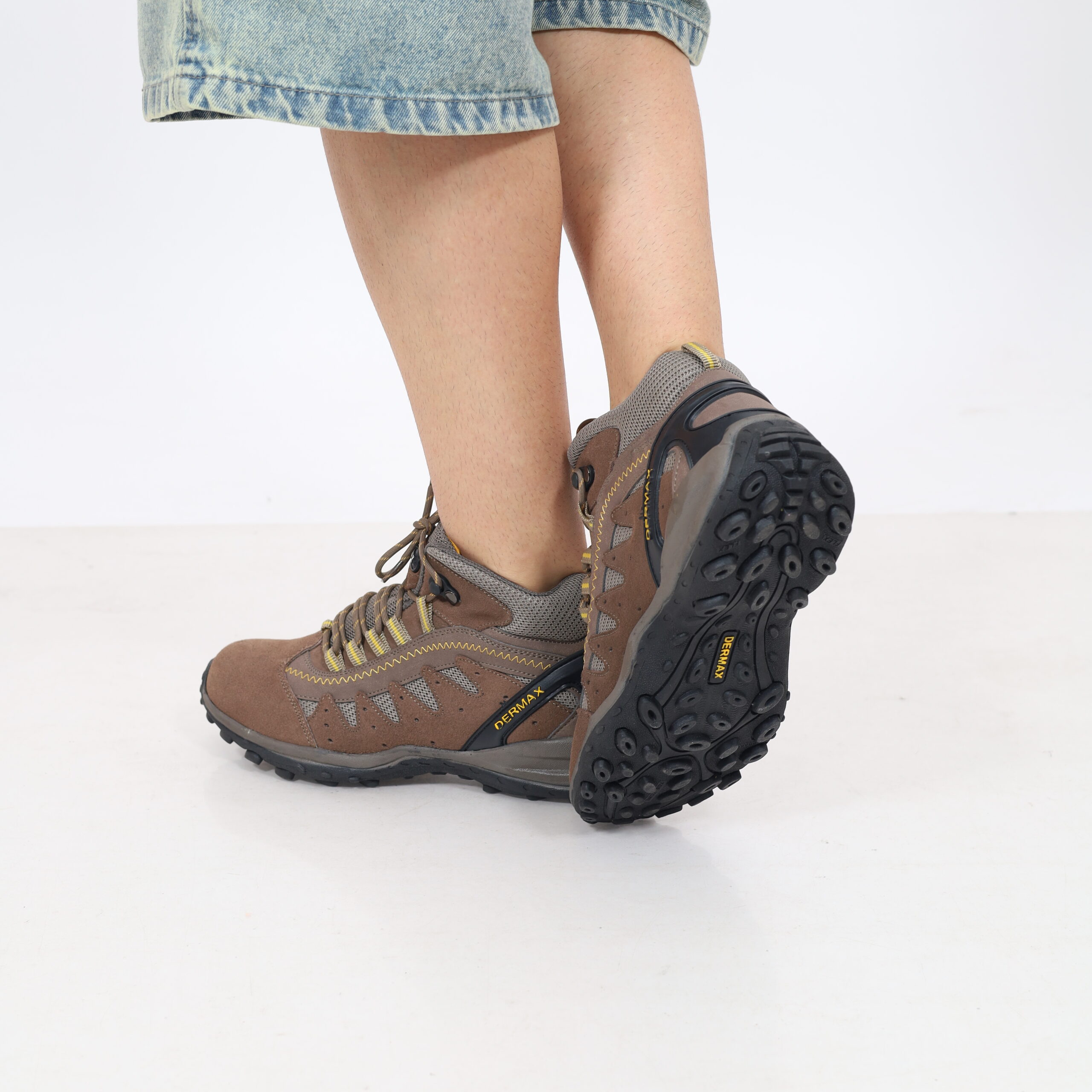 Zapatilla Botín Impermeable 100% Cuero Dermax Trekking Amarillo Hombre D920AM - Imagen 7