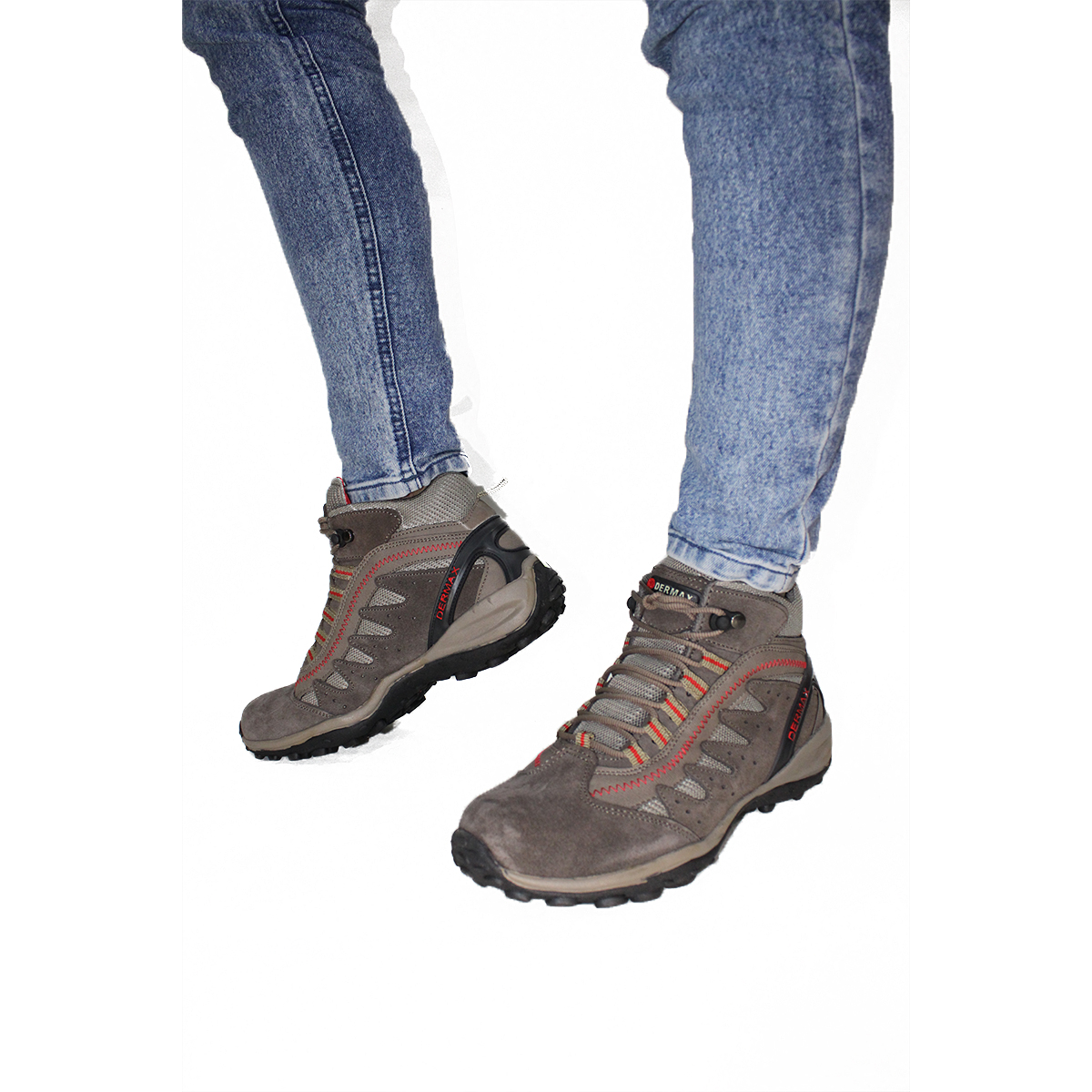 Zapatilla Botín Impermeable 100% Cuero Dermax Trekking Rojo Hombre D920RO - Imagen 8