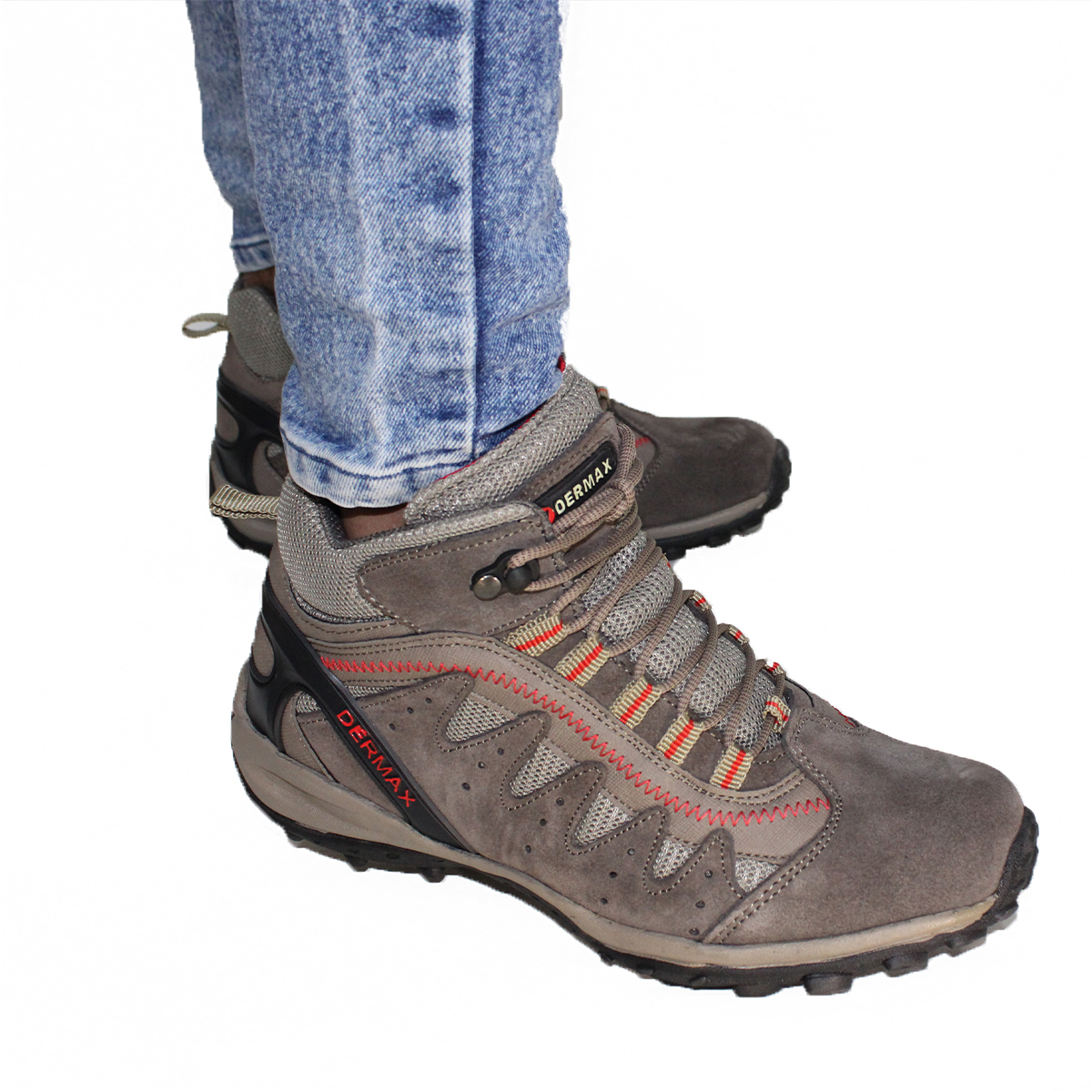 Zapatilla Botín Impermeable 100% Cuero Dermax Trekking Rojo Hombre D920RO - Imagen 6